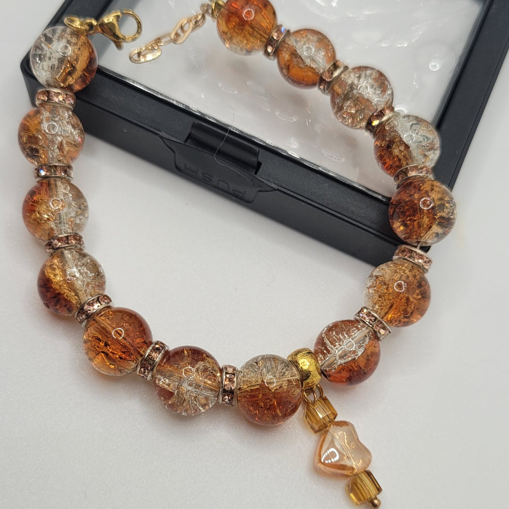 Parure modèle Perle de Verre Craquelées (Réf PVC Ambré)