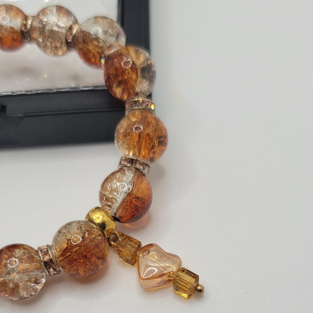 Parure modèle Perle de Verre Craquelées (Réf PVC Ambré)