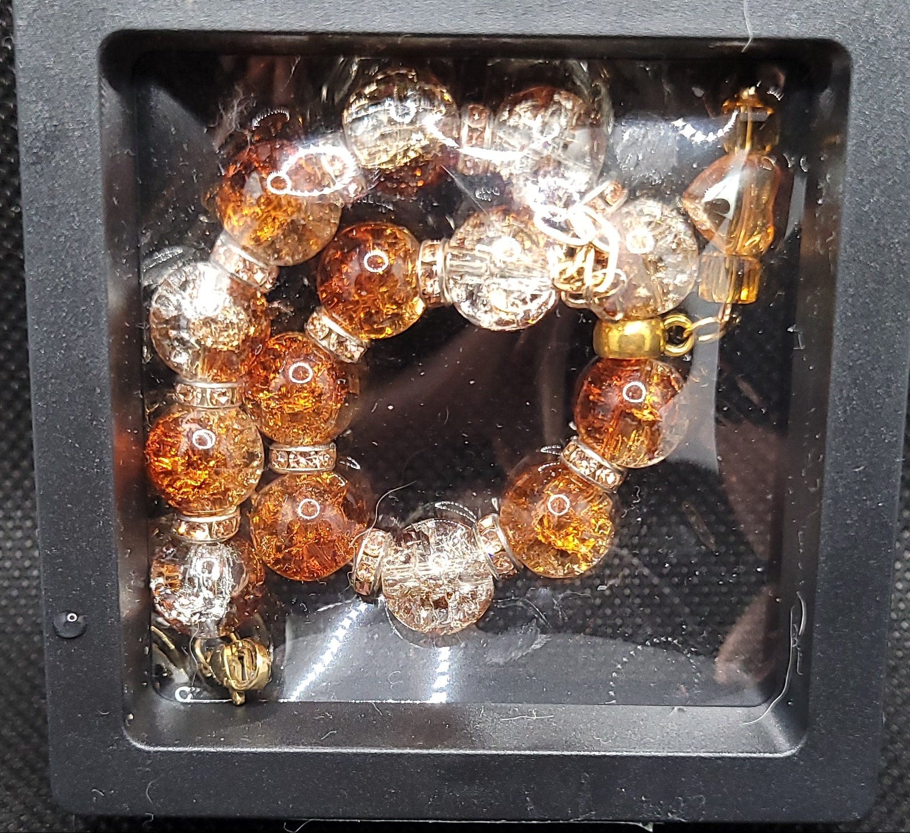 Parure modèle Perle de Verre Craquelées (Réf PVC Ambré)