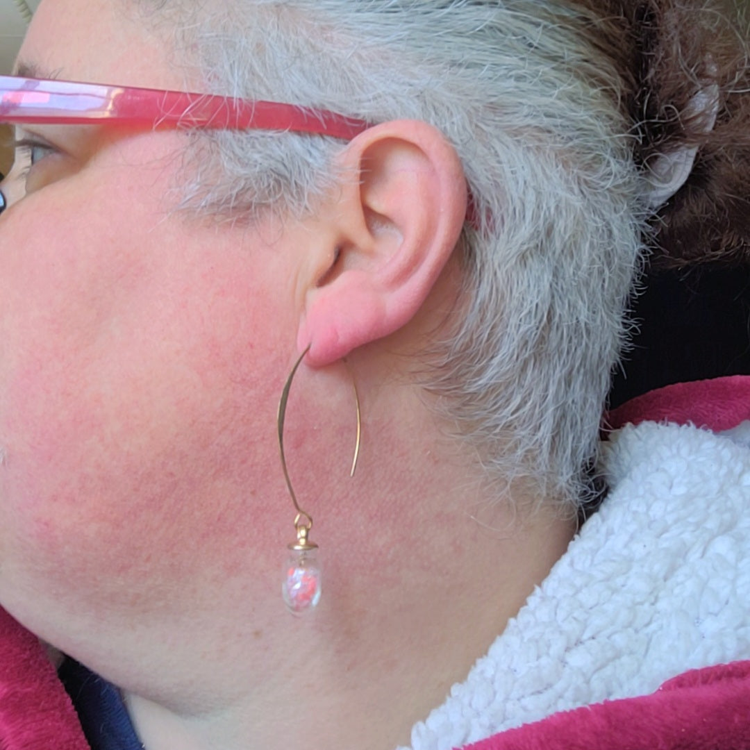 Boucles d'oreilles Cœur en Verre Saumon et Blanc 5cm (Réf: CCBO4)