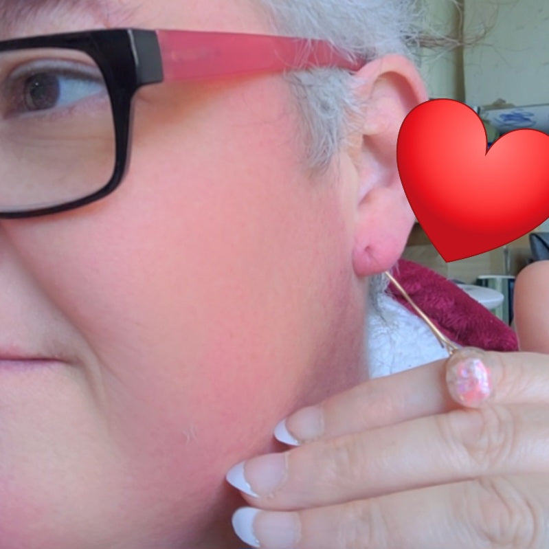 Boucles d'oreilles Cœur en Verre Saumon et Blanc 5cm (Réf: CCBO4)