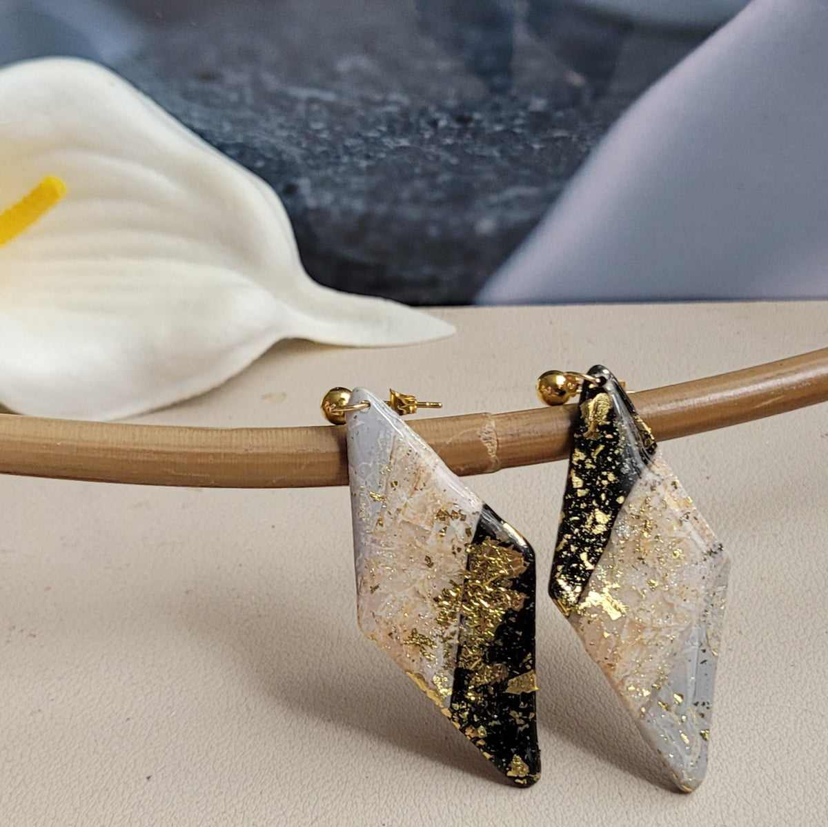 Boucles d'oreilles Frison 6cm acier inoxydable - Alysel Créations"