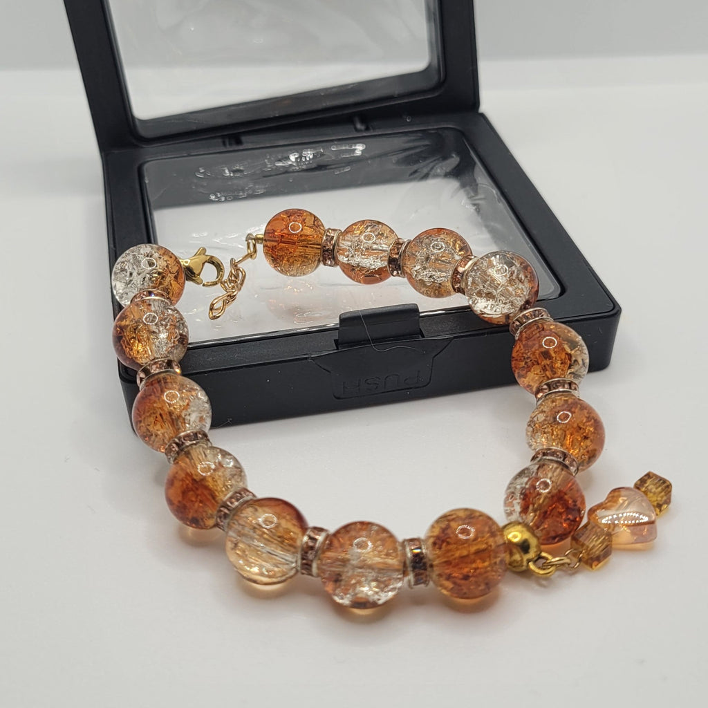 Parure modèle Perle de Verre Craquelées (Réf PVC Ambré)