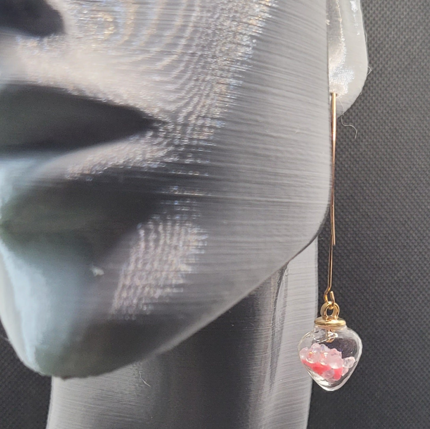 Boucles d'oreilles Cœur en Verre Saumon et Blanc 5cm (Réf: CCBO4)