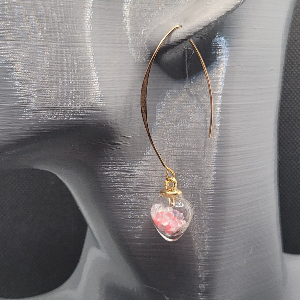 Boucles d'oreilles Cœur en Verre Saumon et Blanc 5cm (Réf: CCBO4)