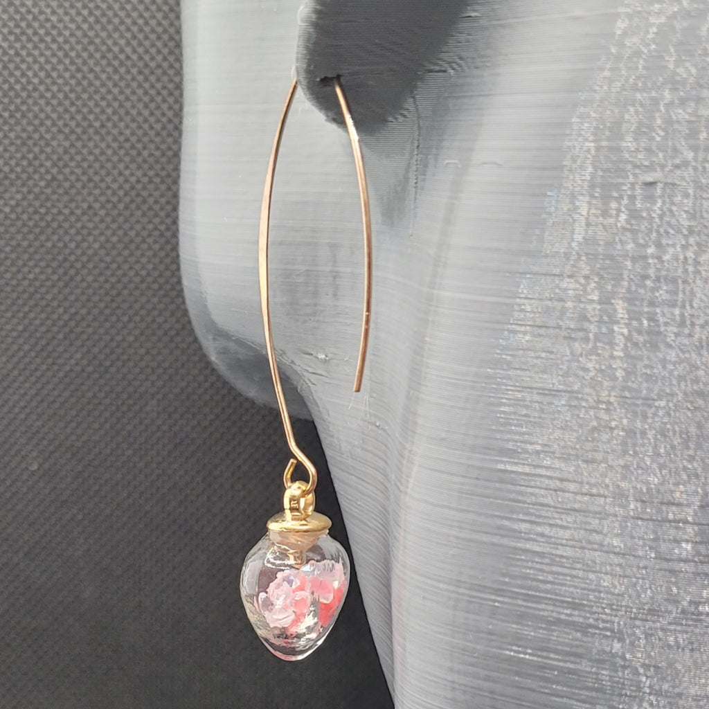 Boucles d'oreilles Cœur en Verre Saumon et Blanc 5cm (Réf: CCBO4)