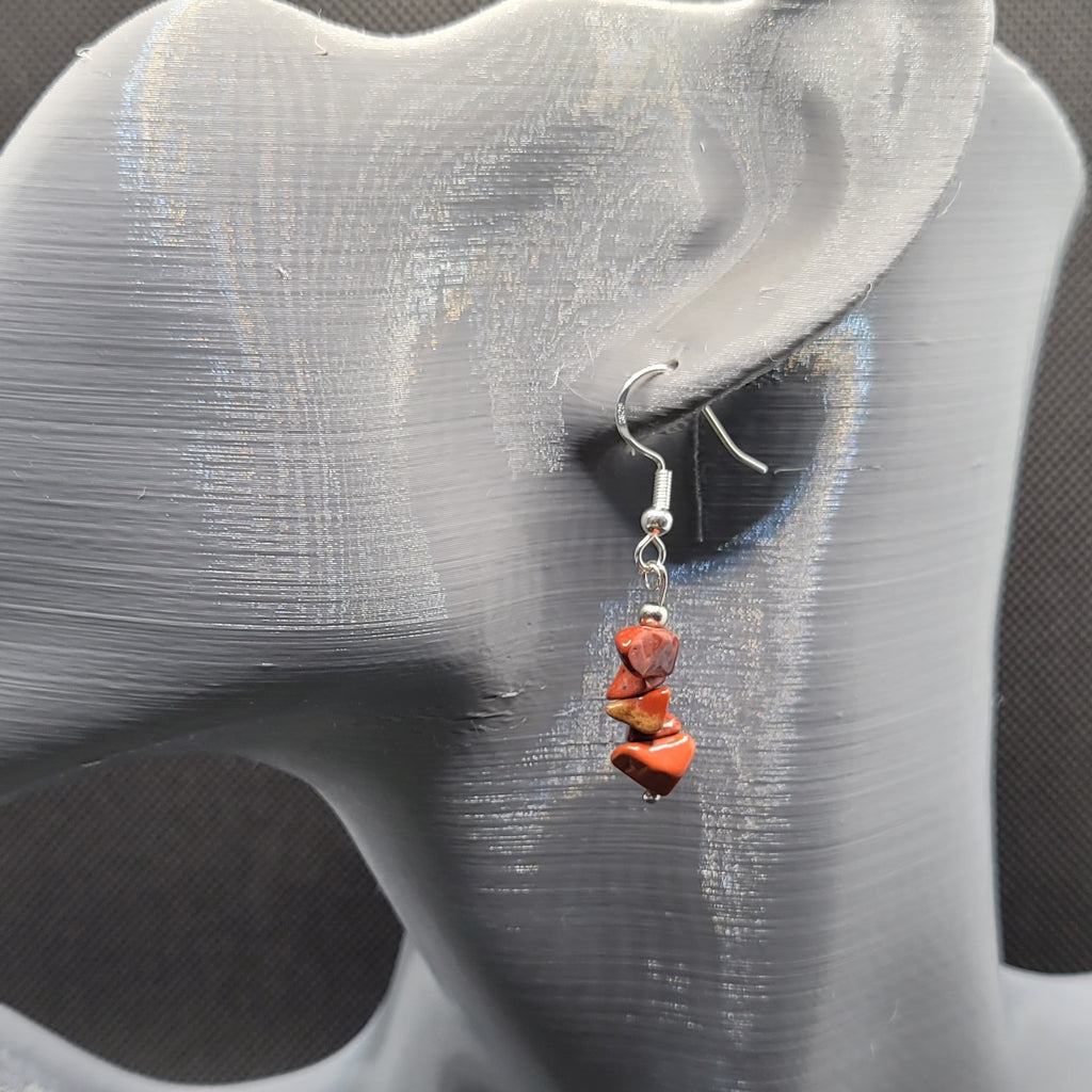 Parure Juste Au Naturel - Collier 45cm + Boucles 4cm Jaspe Rouge (Réf: JAN10)