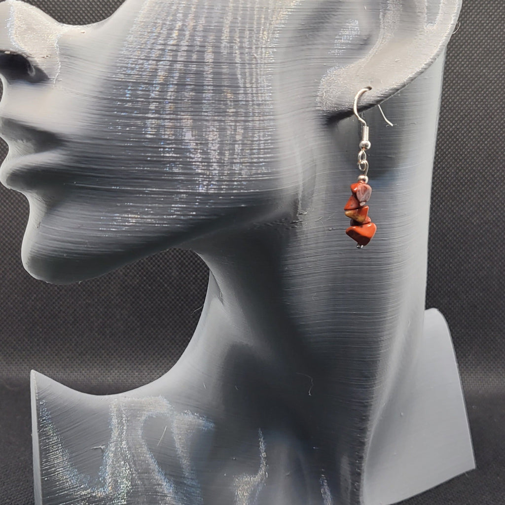 Parure Juste Au Naturel - Collier 45cm + Boucles 4cm Jaspe Rouge (Réf: JAN10)