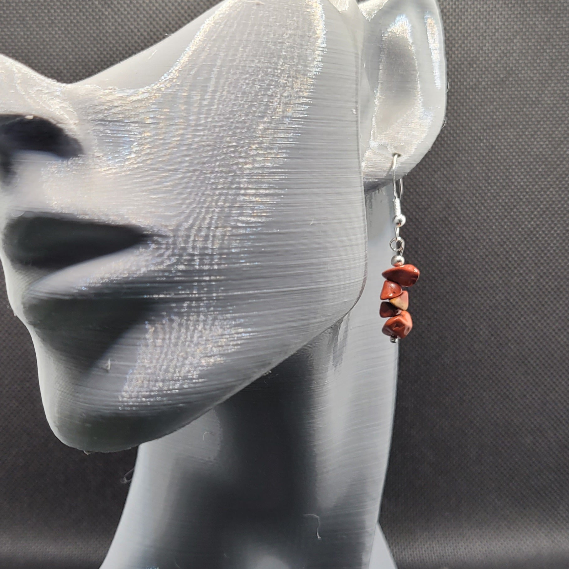 Parure Juste Au Naturel - collier 45cm et boucles d'oreilles 4cm jaspe rouge argent recyclé - bijou pierre naturelle fait main - Alysel Créations