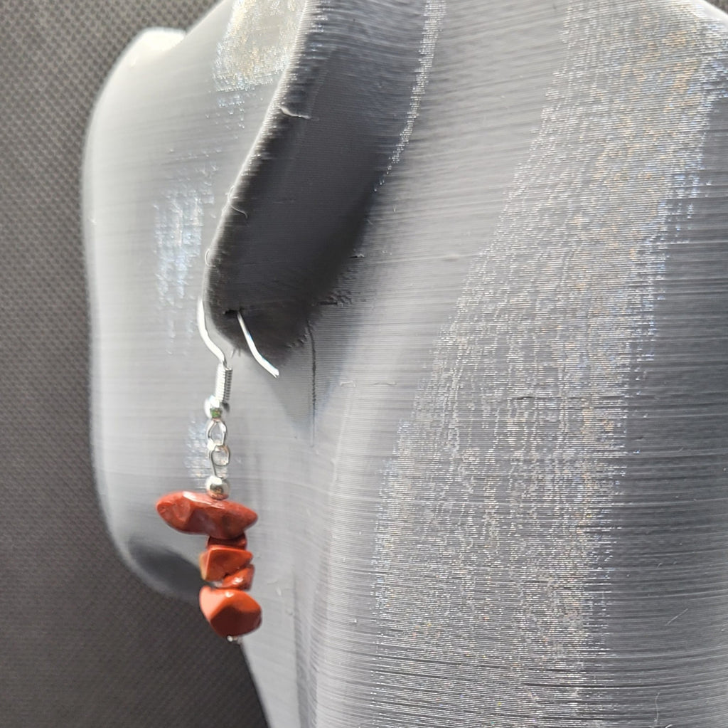 Parure Juste Au Naturel - Collier 45cm + Boucles 4cm Jaspe Rouge (Réf: JAN10)