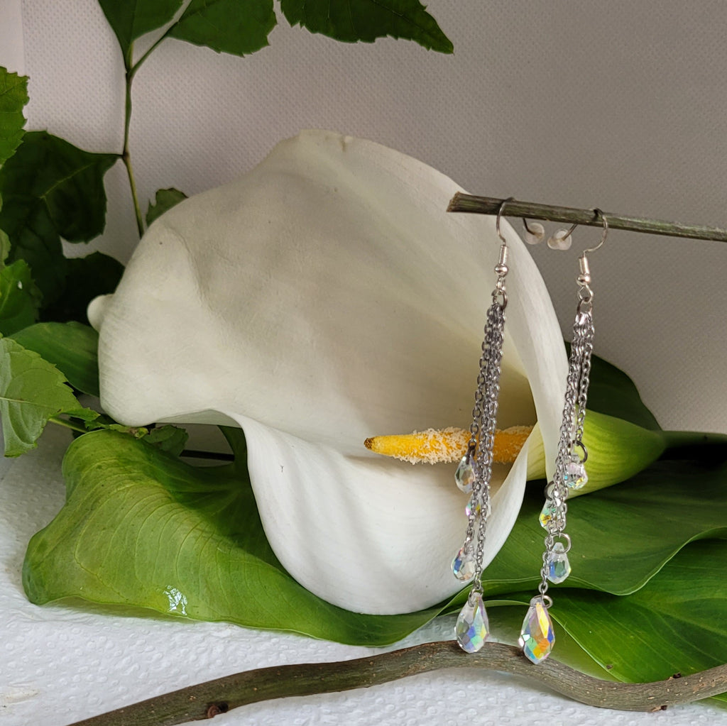 Boucles d'oreilles Cristal BOC4 – cristal facetté crochet argent recyclé hypoallergénique – bijou artisanal fait main France – Alysel Créations