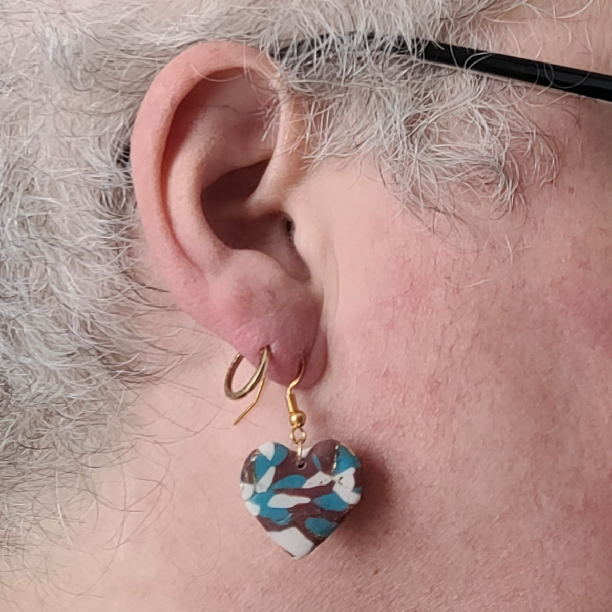 Boucles d'oreilles cœurs feuilles d'or faites main – Alysel Créations