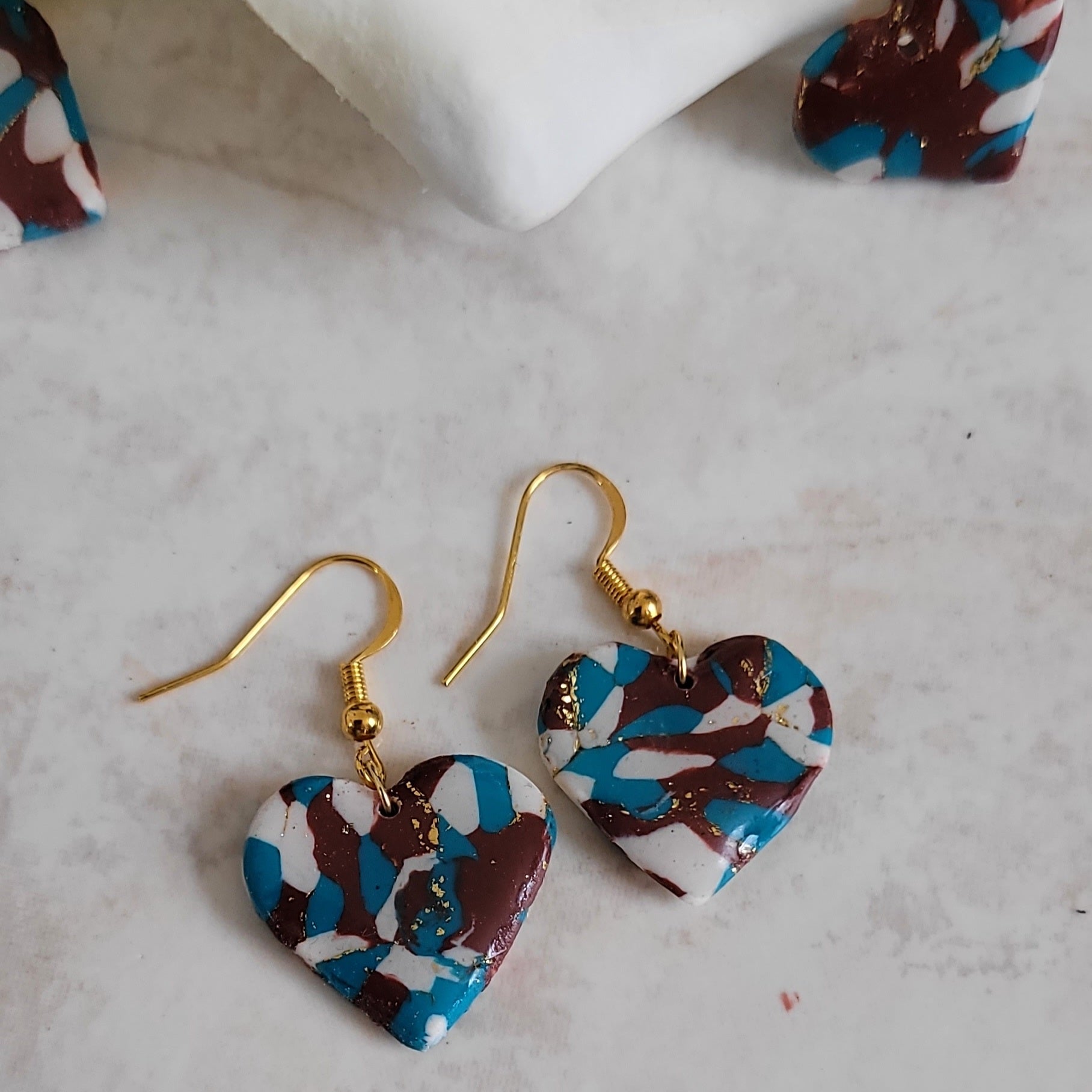 Boucles d'oreilles cœurs feuilles d'or faites main – Alysel Créations
