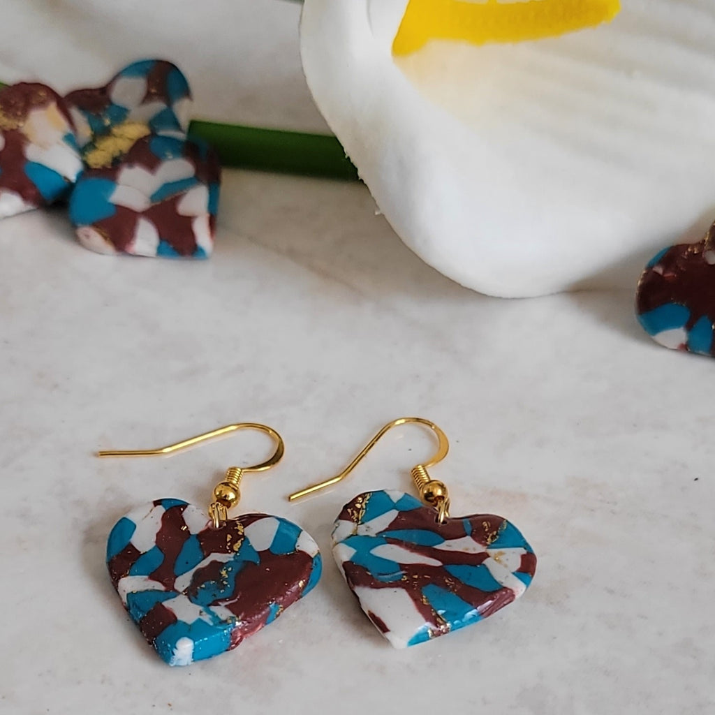 Boucles d'oreilles cœurs feuilles d'or faites main – Alysel Créations