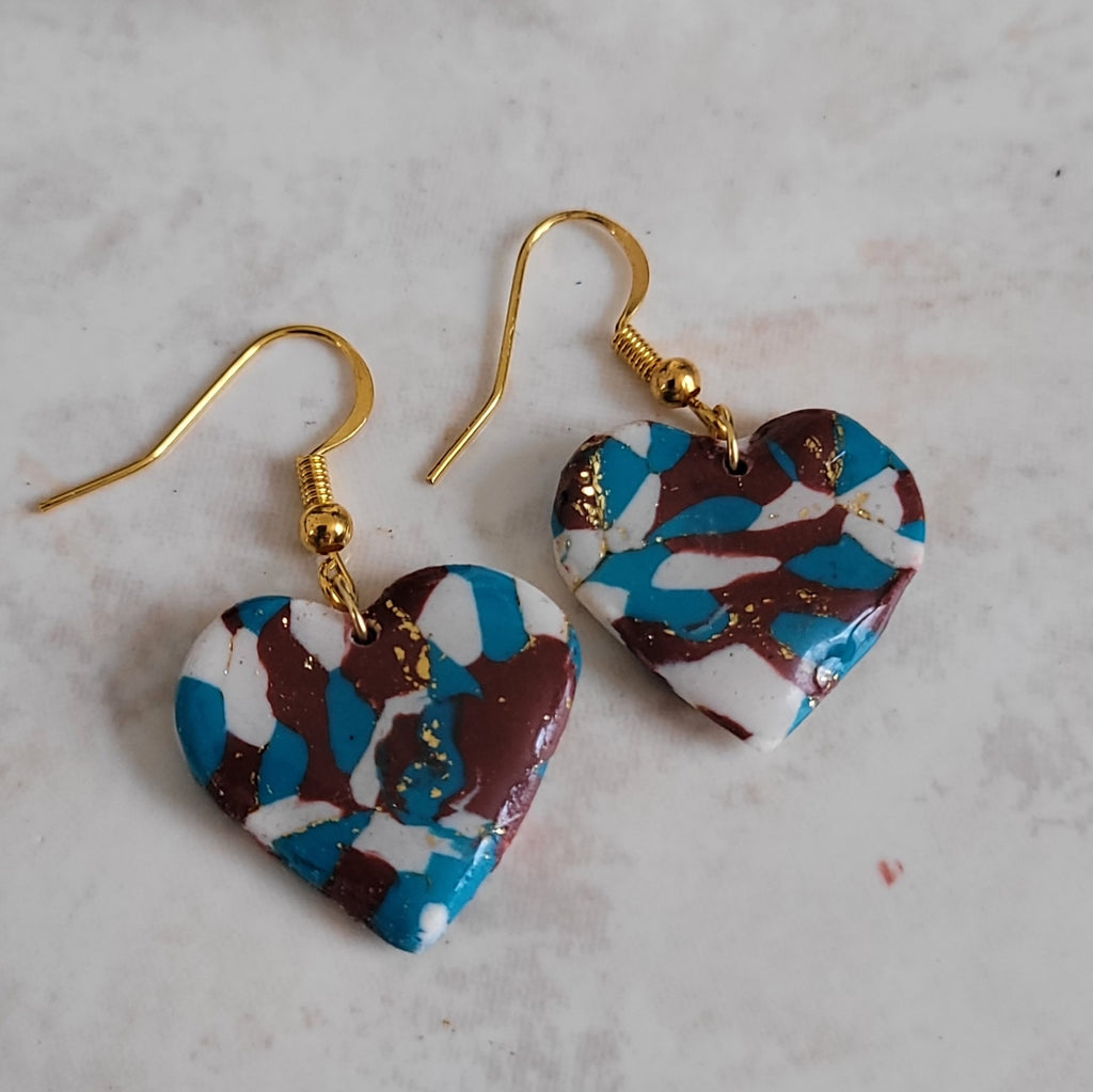Boucles d'oreilles cœurs feuilles d'or faites main – Alysel Créations
