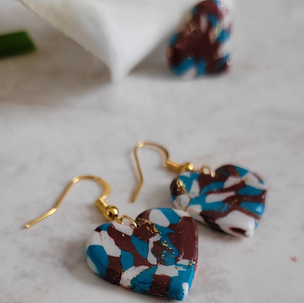 Boucles d'oreilles cœurs feuilles d'or faites main – Alysel Créations