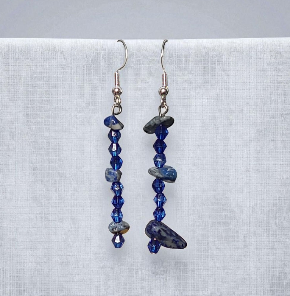Boucles d'oreilles Modèle Acier Verre et Naturelle (Réf AVN5)