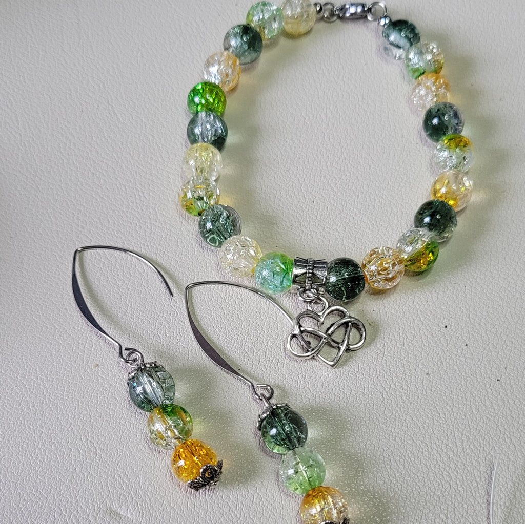 Parure Esprit d'Eden MEE - boucles d'oreilles et bracelet pierre naturelle argent recyclé - bijou artisanal fait main - Alysel Créations