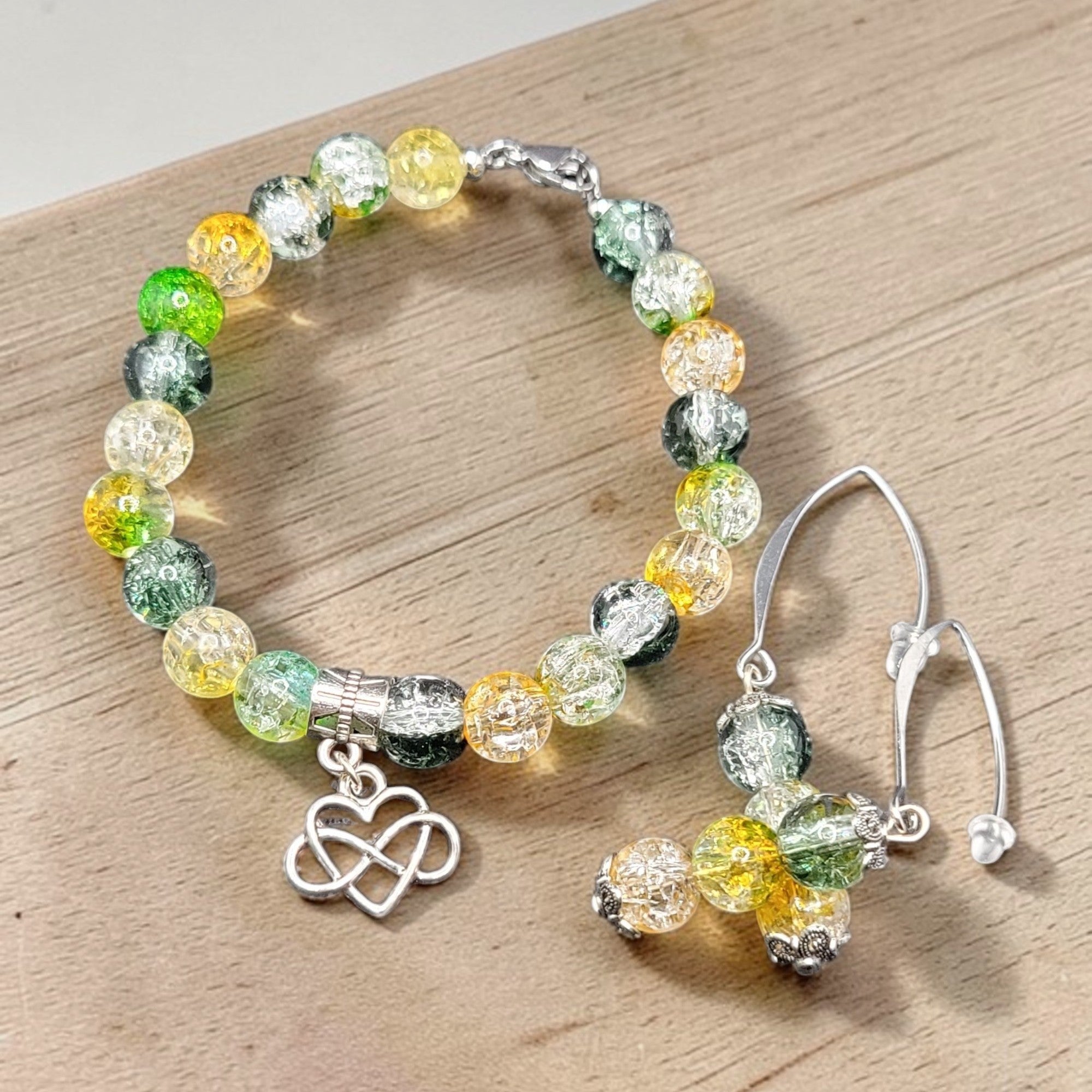 Parure Esprit d'Eden MEE - boucles d'oreilles et bracelet pierre naturelle argent recyclé - bijou artisanal fait main - Alysel Créations