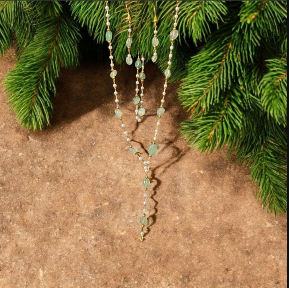 Parure Simple BS4 – bracelet et boucles d'oreilles perles pierre naturelle élastique argent recyclé – bijou artisanal fait main France – Alysel Créations