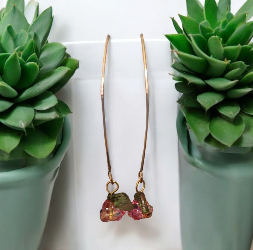 Boucles d'oreilles Tout En Fleur rose-orangé (Réf:TEF3)