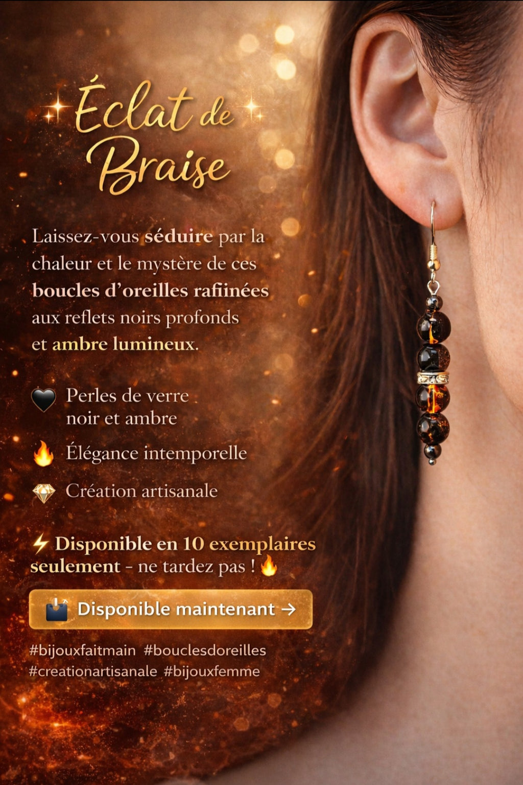Boucles d'oreille Modèle Eclats de braise (Réf MEB)