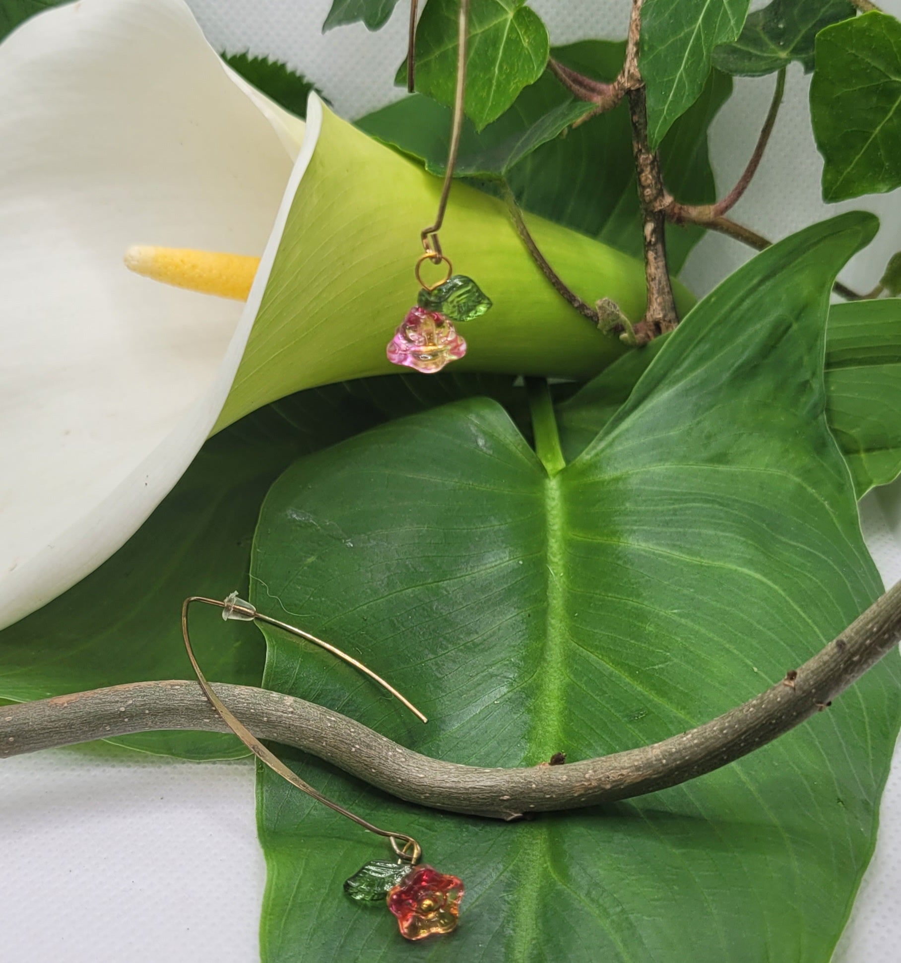 Boucles d'oreilles Tout En Fleur rose-orangé (Réf:TEF3)