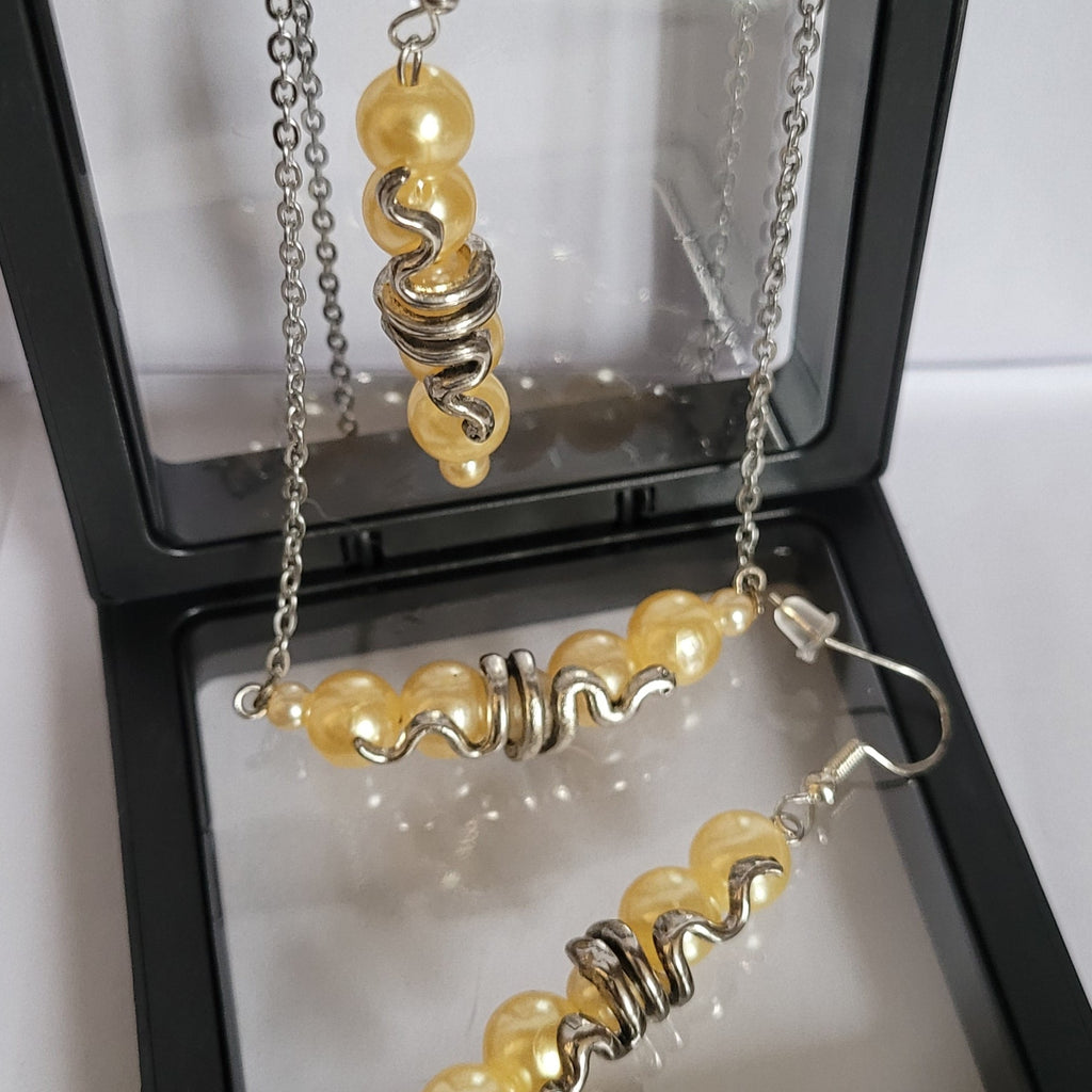 Parure Serpentine - Collier 55cm + Boucles 7cm Jaune (Réf: CS4)
