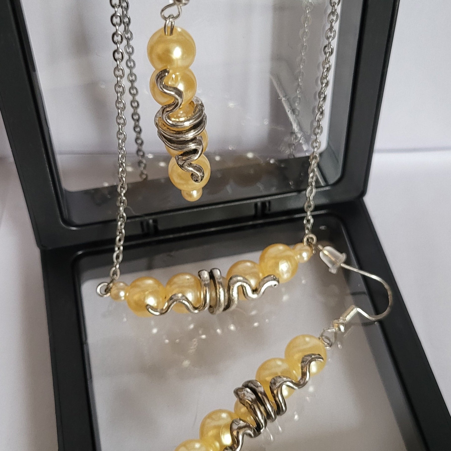 Parure Serpentine - Collier 55cm + Boucles 7cm Jaune (Réf: CS4)