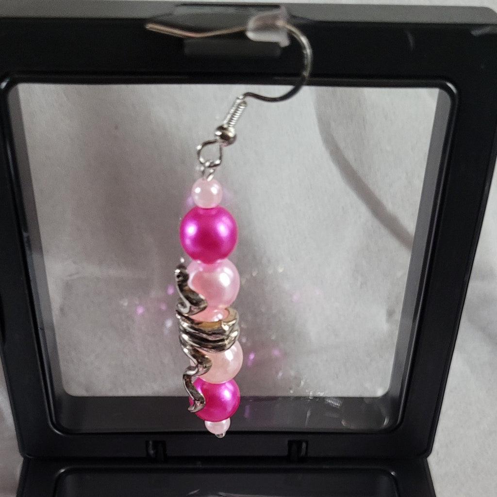Parure Serpentine - Collier 55cm + Boucles 7cm Rose Fuschia (Réf: CS8)