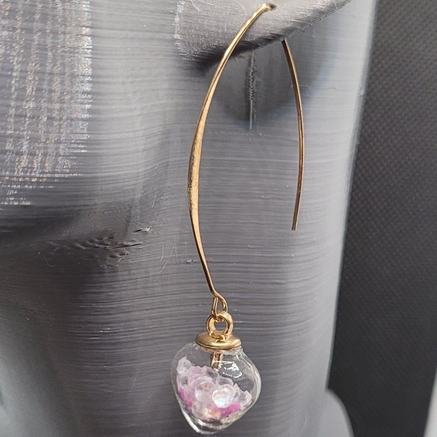 Boucles d'oreilles Cœur en Verre Violet 7cm (Réf: CCBO1)