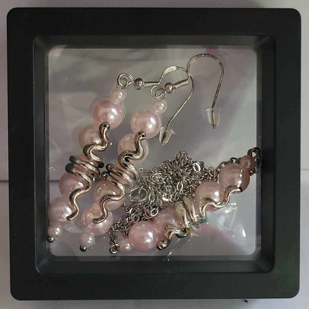 Parure Serpentine - Collier 55cm + Boucles 7cm Rose Pâle (Réf: CS2)