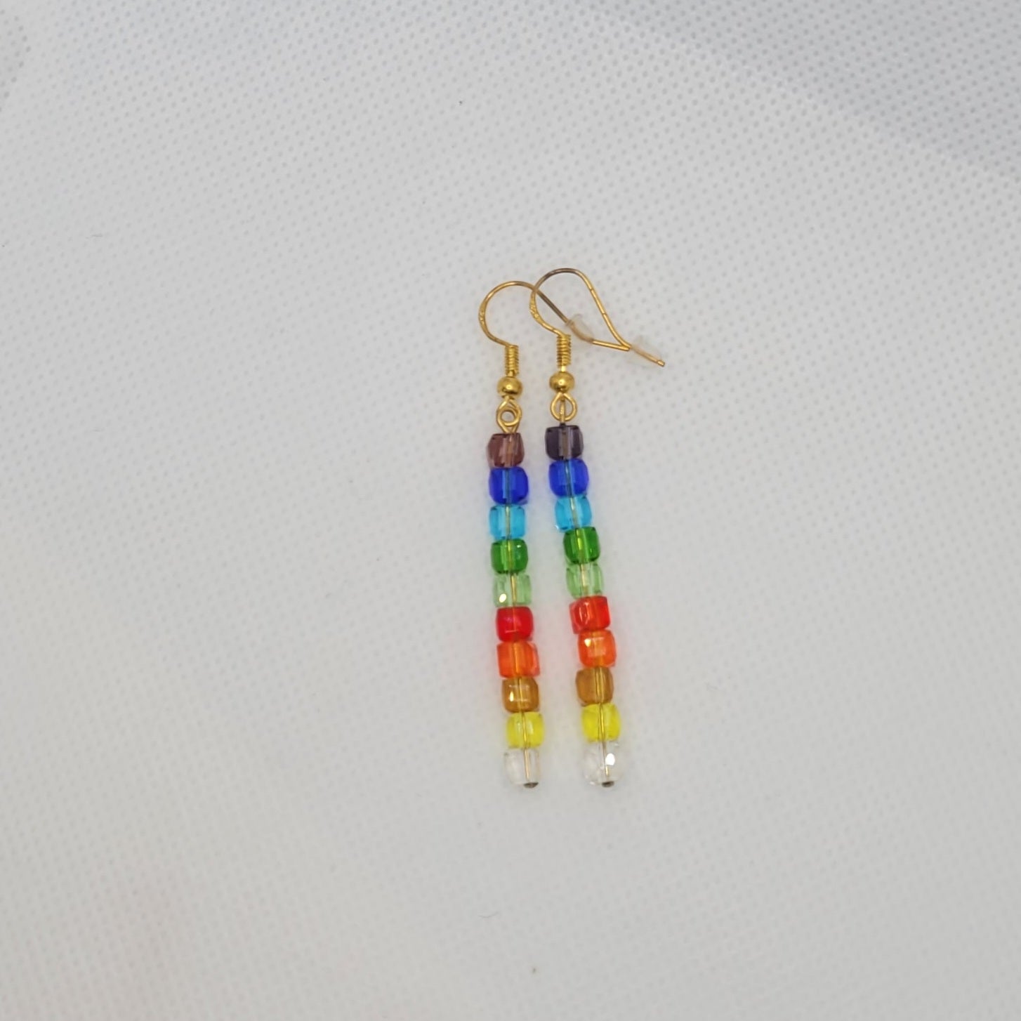 Boucles d'oreilles Arc En Ciel - Perles de Verre Multicolores 7cm (Réf:ARC1)