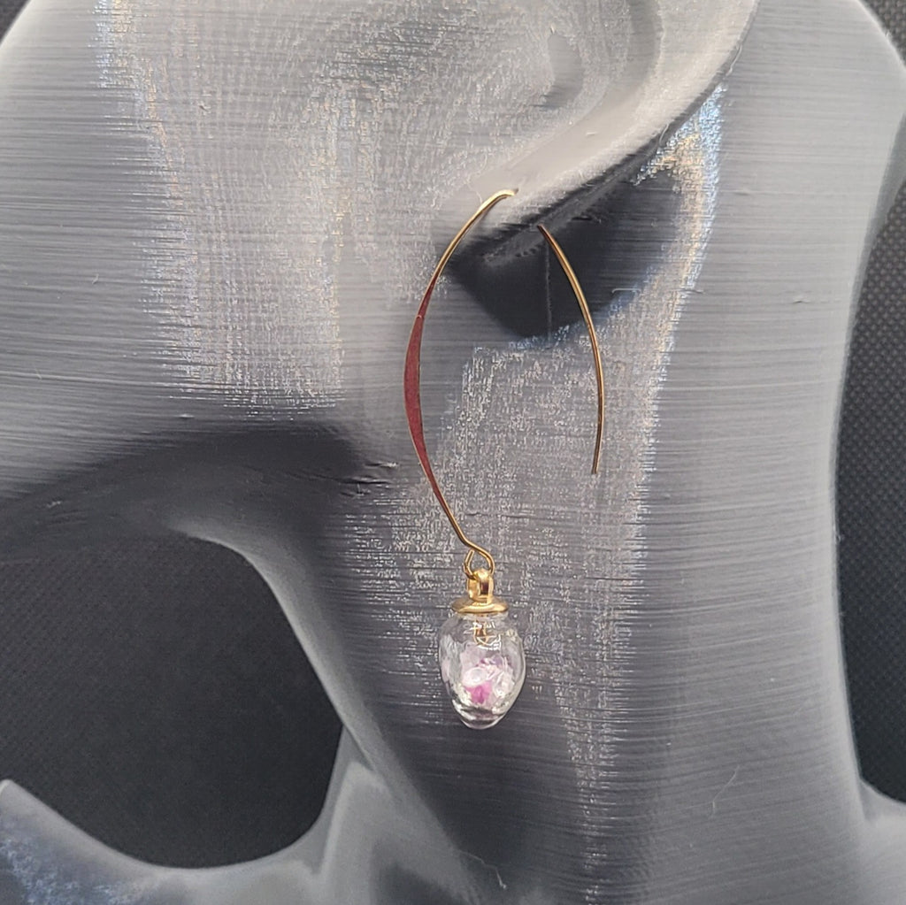 Boucles d'oreilles Cœur en Verre Violet 7cm (Réf: CCBO1)