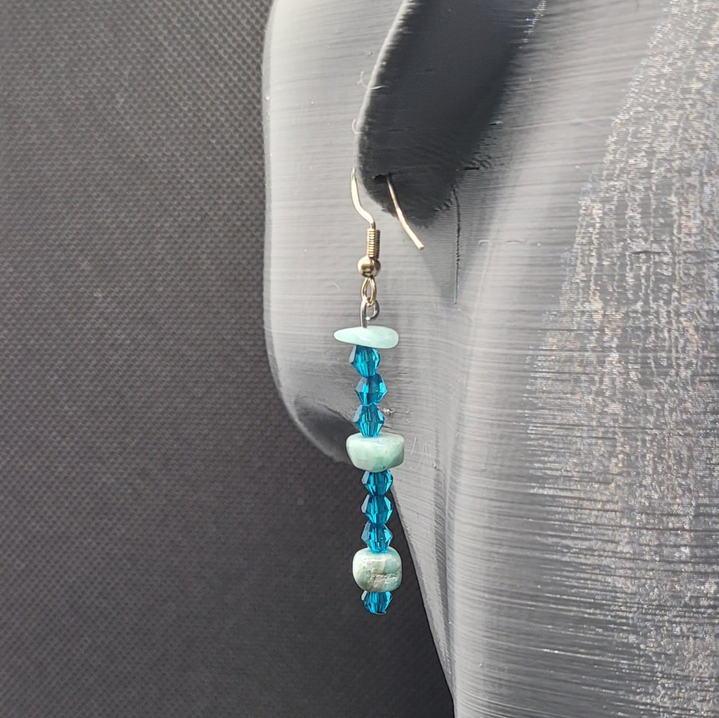 Boucles d'oreilles Aventurine Verte et Perles de Verre 6cm (Réf: AVN4)