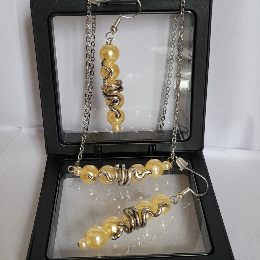 Parure Serpentine - Collier 55cm + Boucles 7cm Jaune (Réf: CS4)