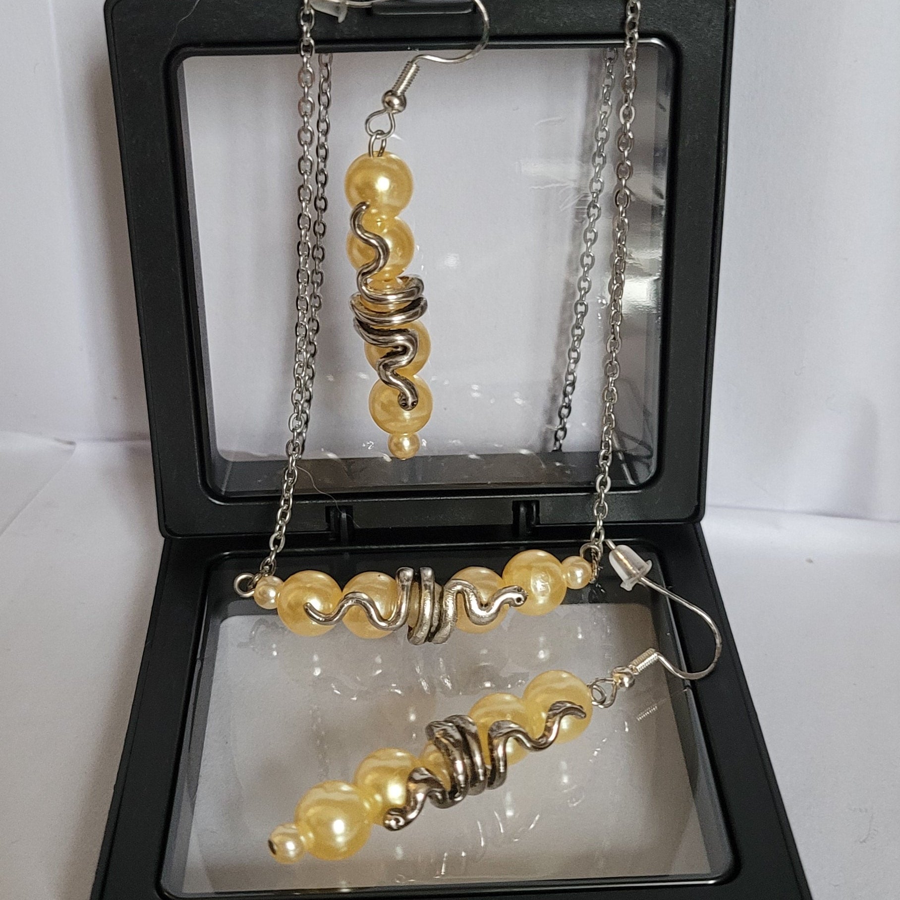 Parure Serpentine - Collier 55cm + Boucles 7cm Jaune (Réf: CS4)