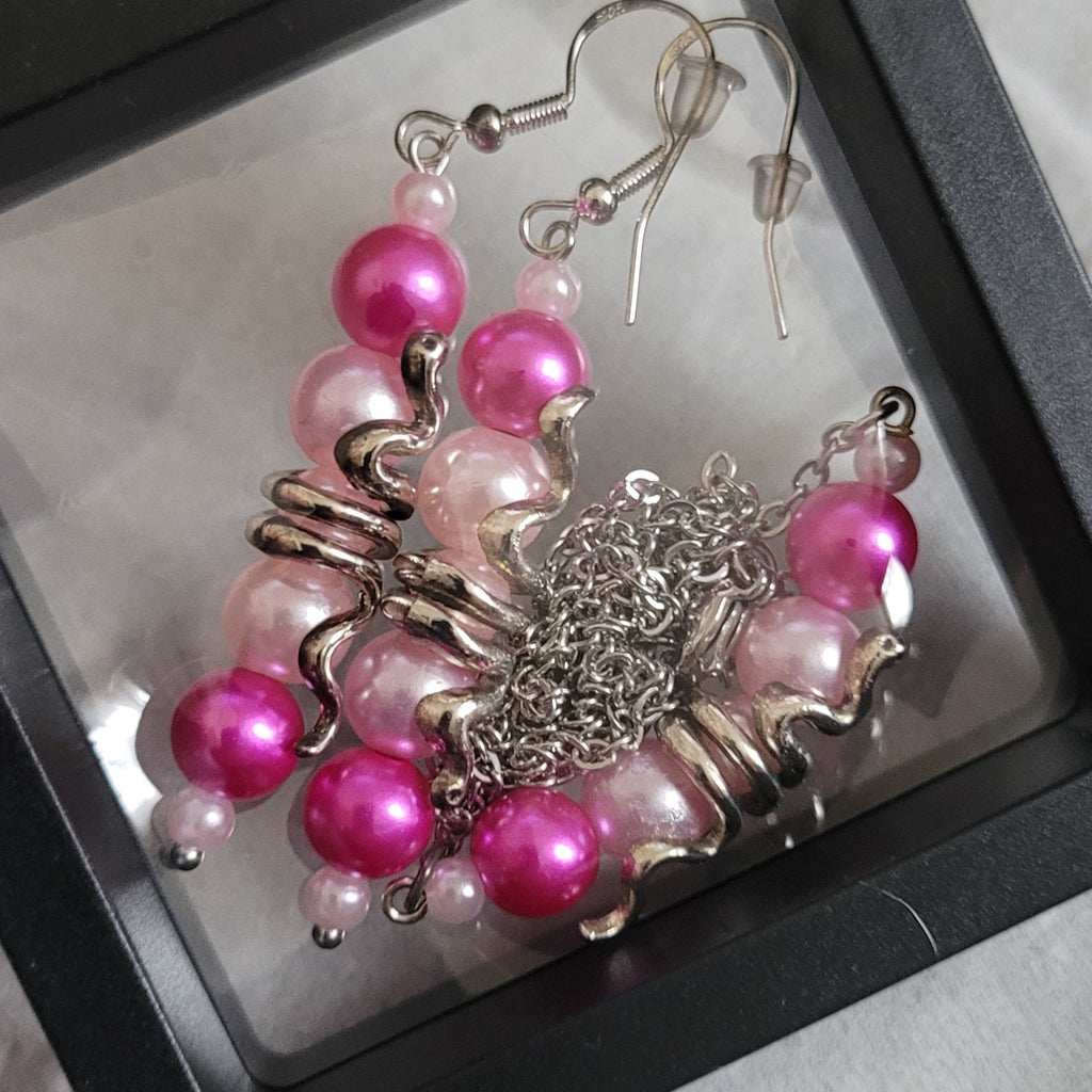 Parure Serpentine - Collier 55cm + Boucles 7cm Rose Fuschia (Réf: CS8)