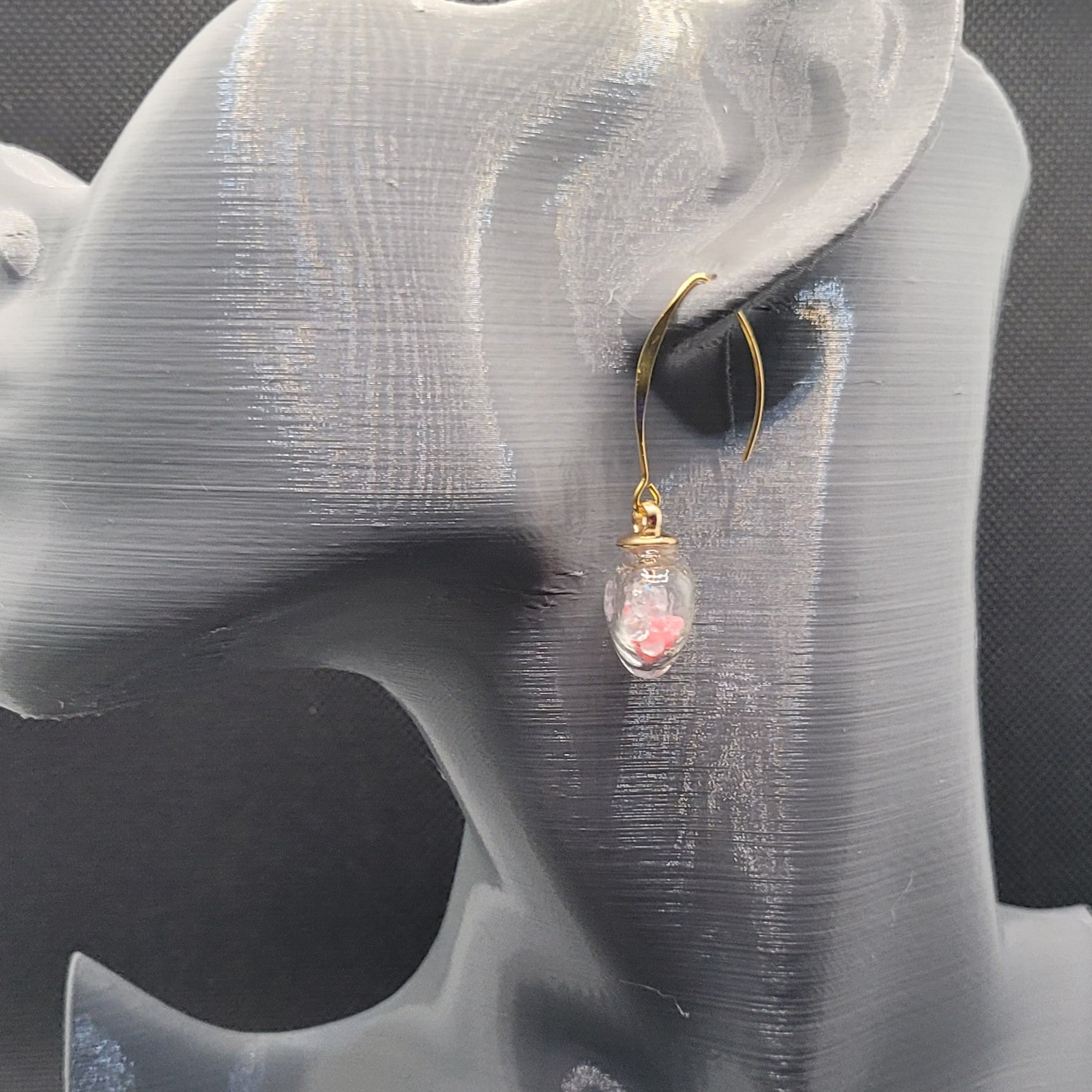 Boucles d'oreilles Cœur en Verre Saumon et Blanc 5cm (Réf: CCBO4)