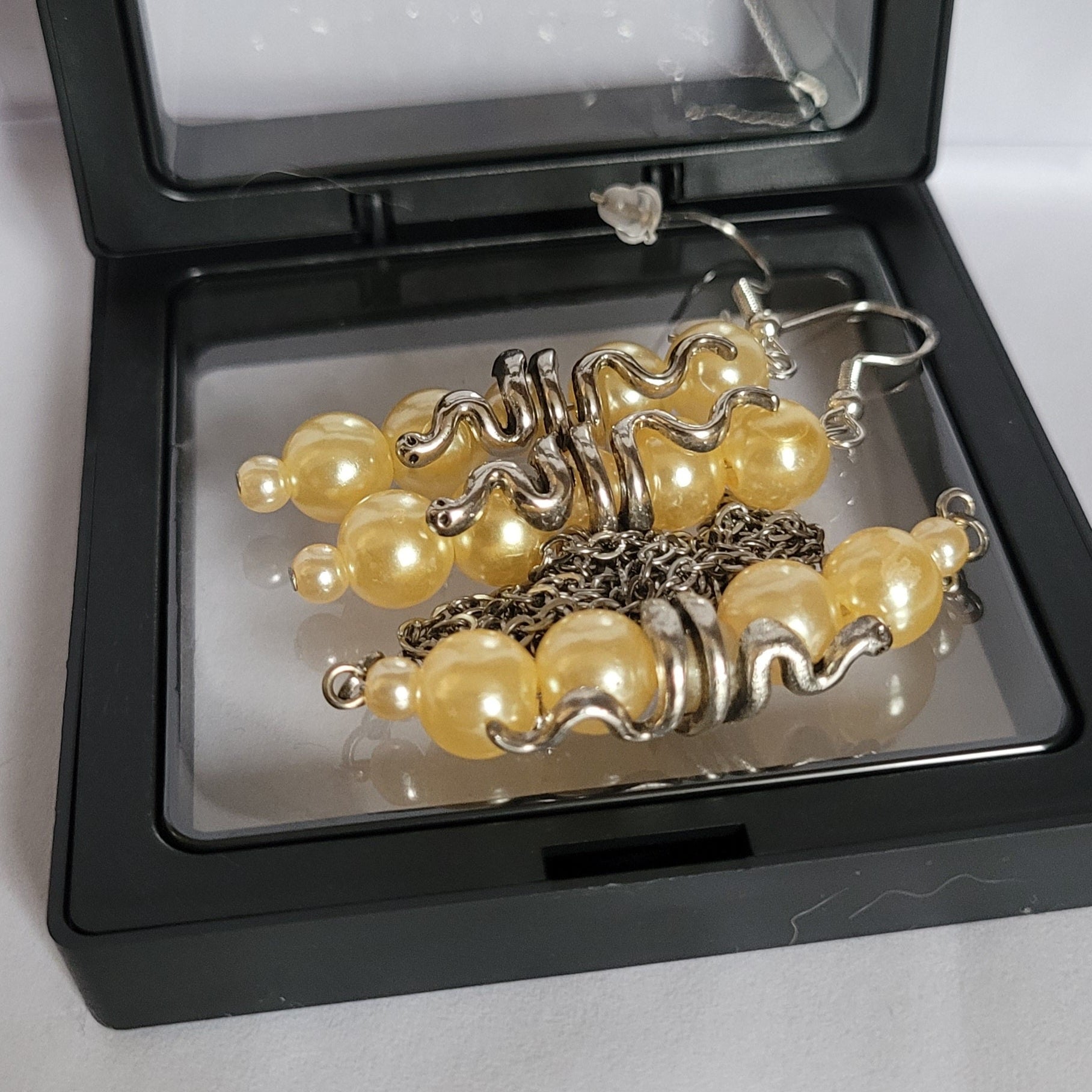 Parure Serpentine - Collier 55cm + Boucles 7cm Jaune (Réf: CS4)