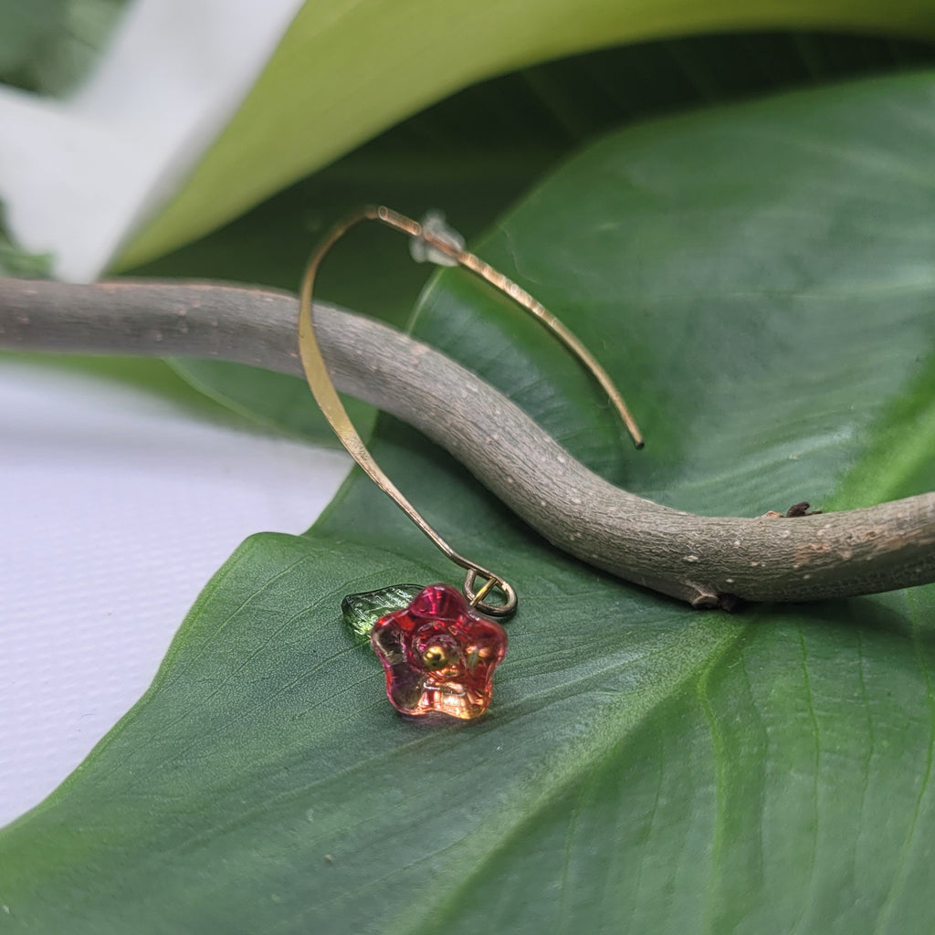 Boucles d'oreilles Tout En Fleur rose-orangé (Réf:TEF3)