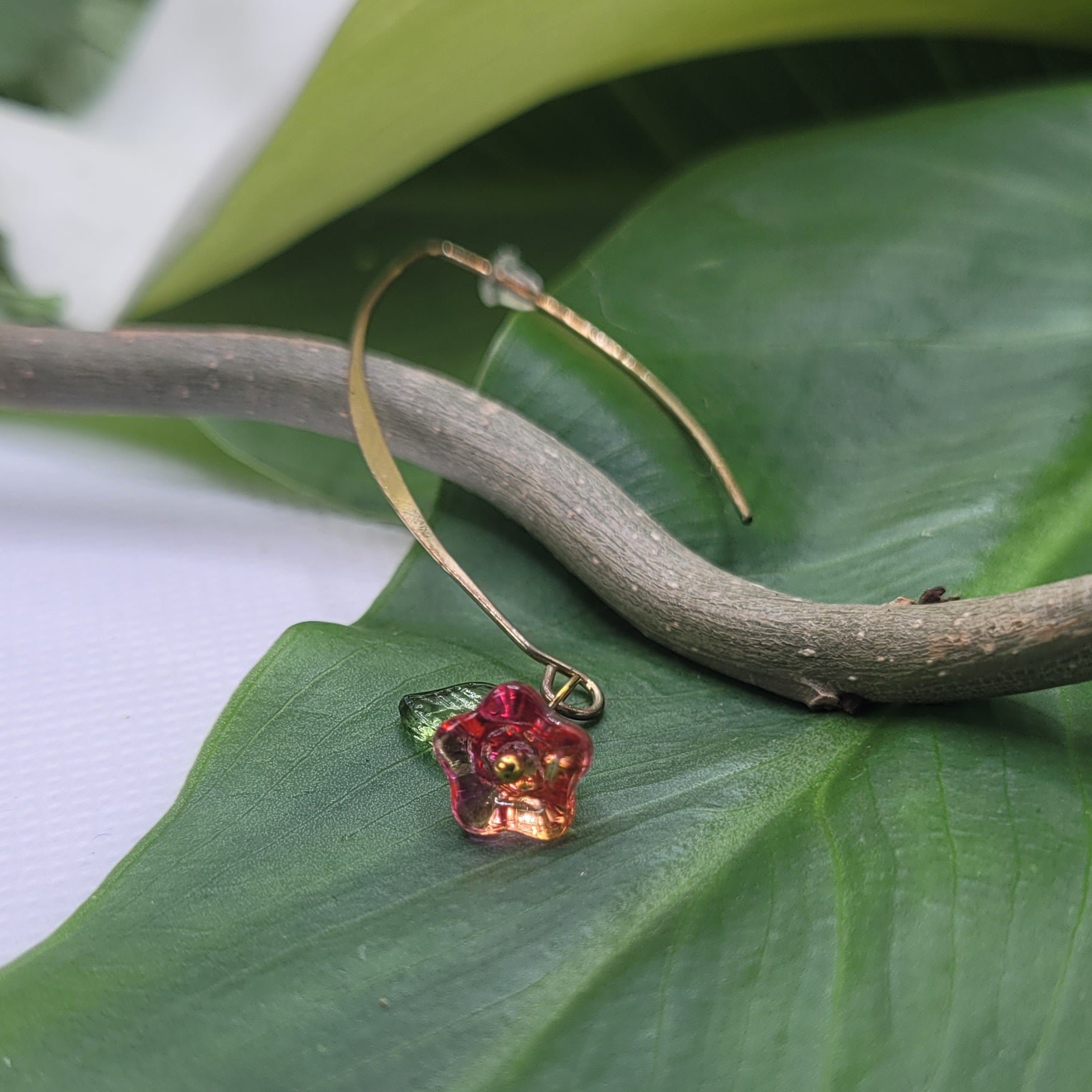 Boucles d'oreilles Tout En Fleur rose-orangé (Réf:TEF3)