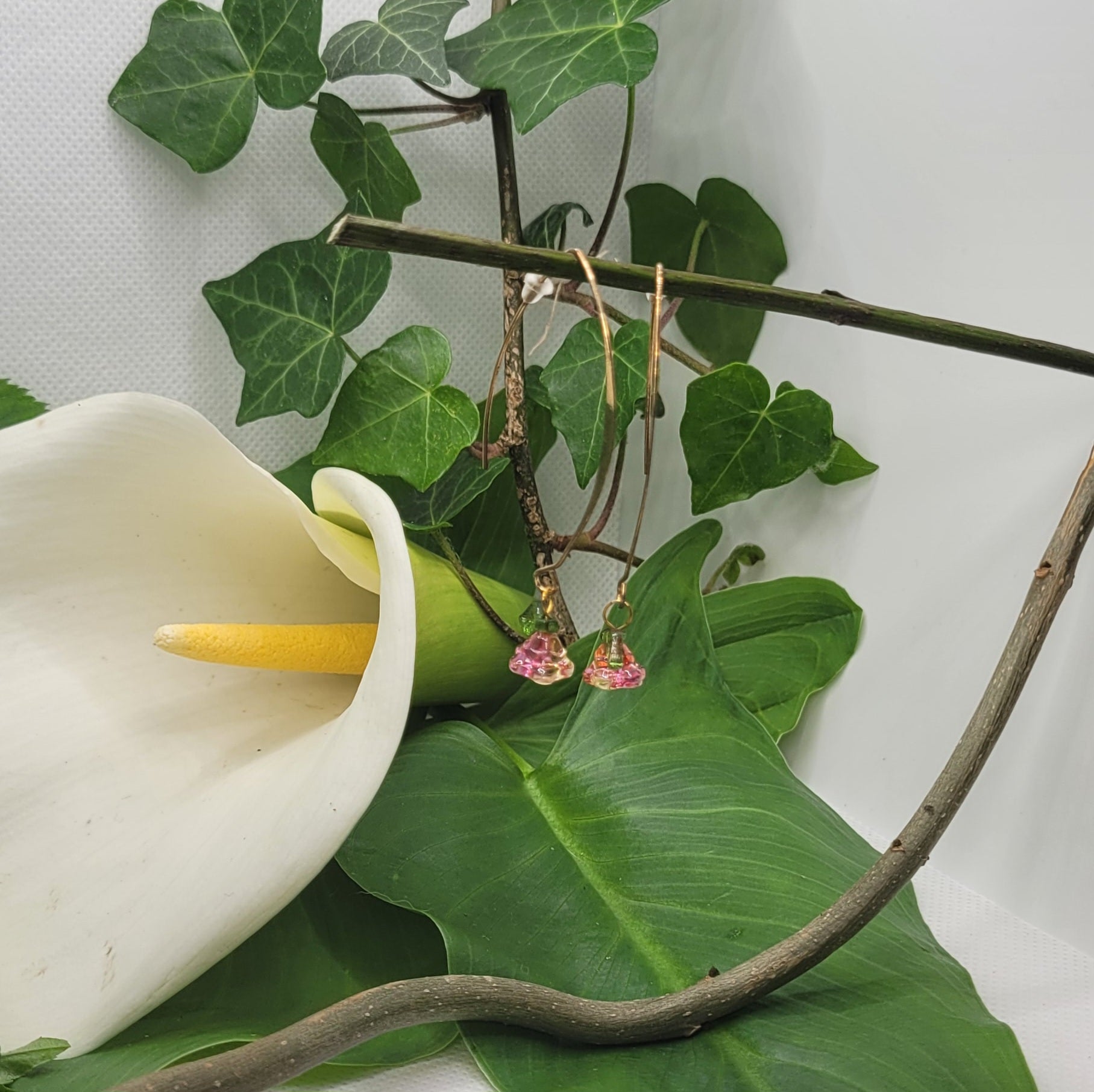 Boucles d'oreilles Tout En Fleur rose-orangé (Réf:TEF3)
