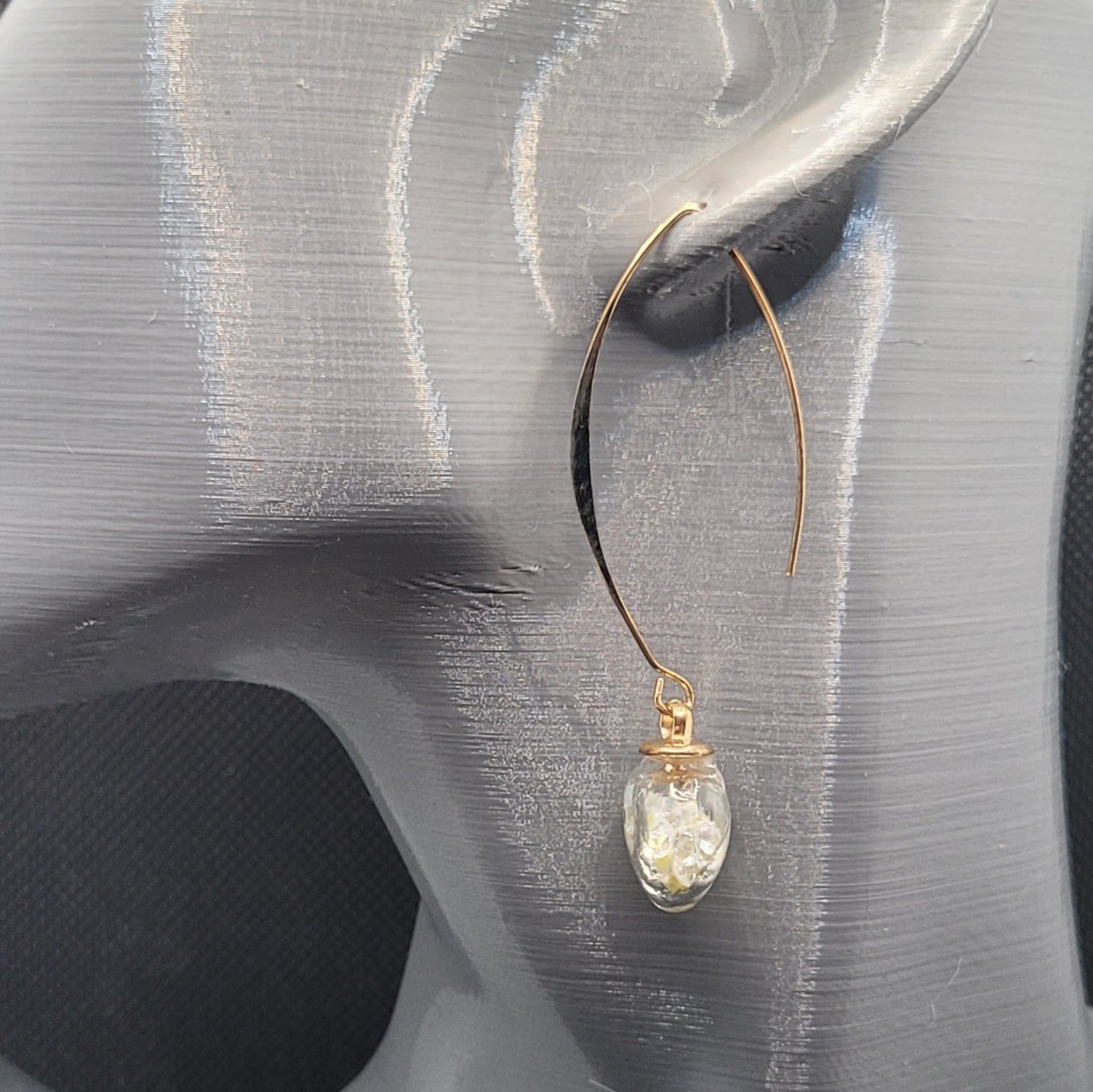 Boucles d'oreilles Cœur en Verre Jaune Solaire 7cm (Réf: CCBO3)