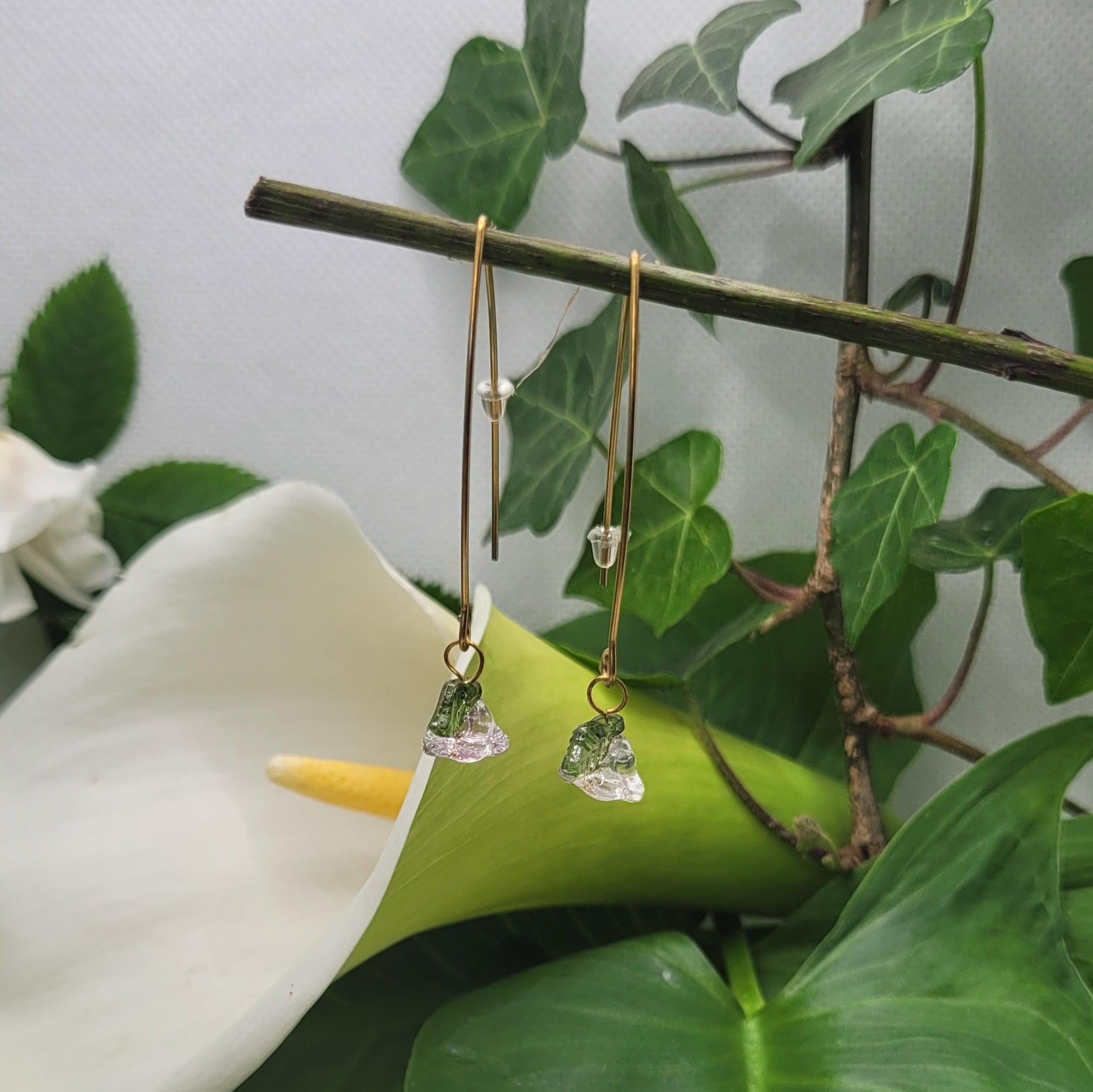 Boucles d'oreilles modèle Tout En Fleur rose pâle (Réf:TEF4)