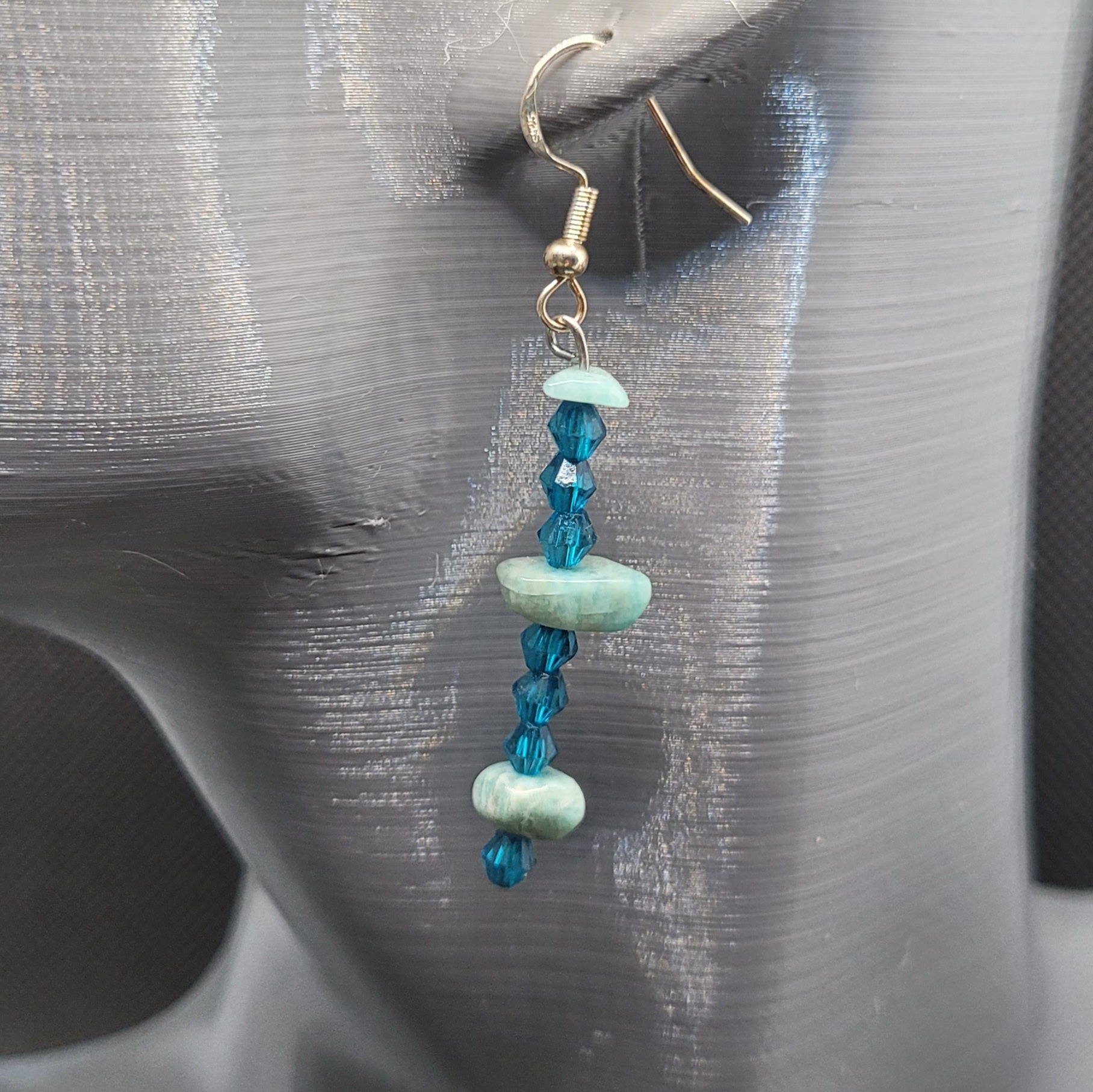 Boucles d'oreilles Aventurine Verte et Perles de Verre 6cm (Réf: AVN4)