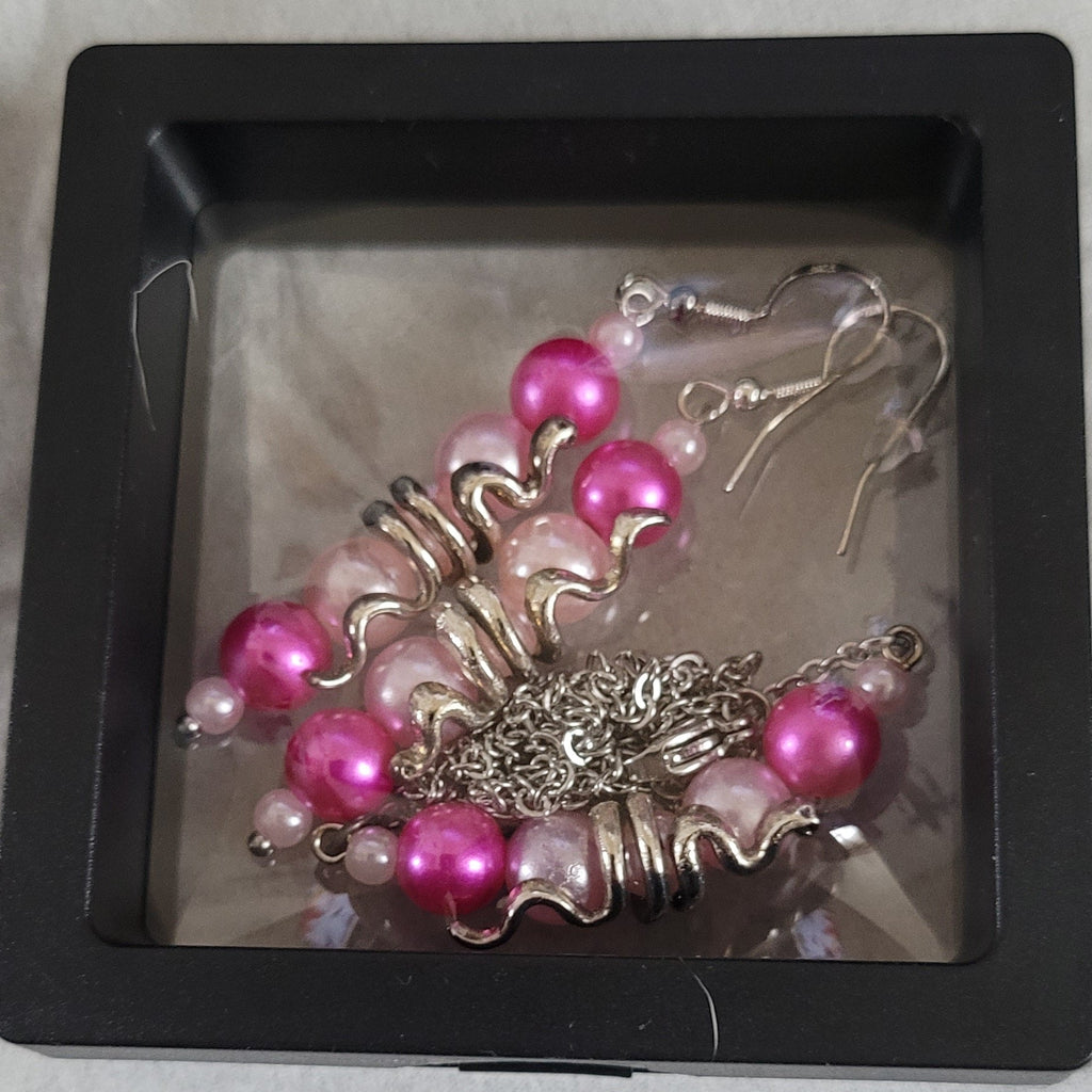 Parure Serpentine - Collier 55cm + Boucles 7cm Rose Fuschia (Réf: CS8)