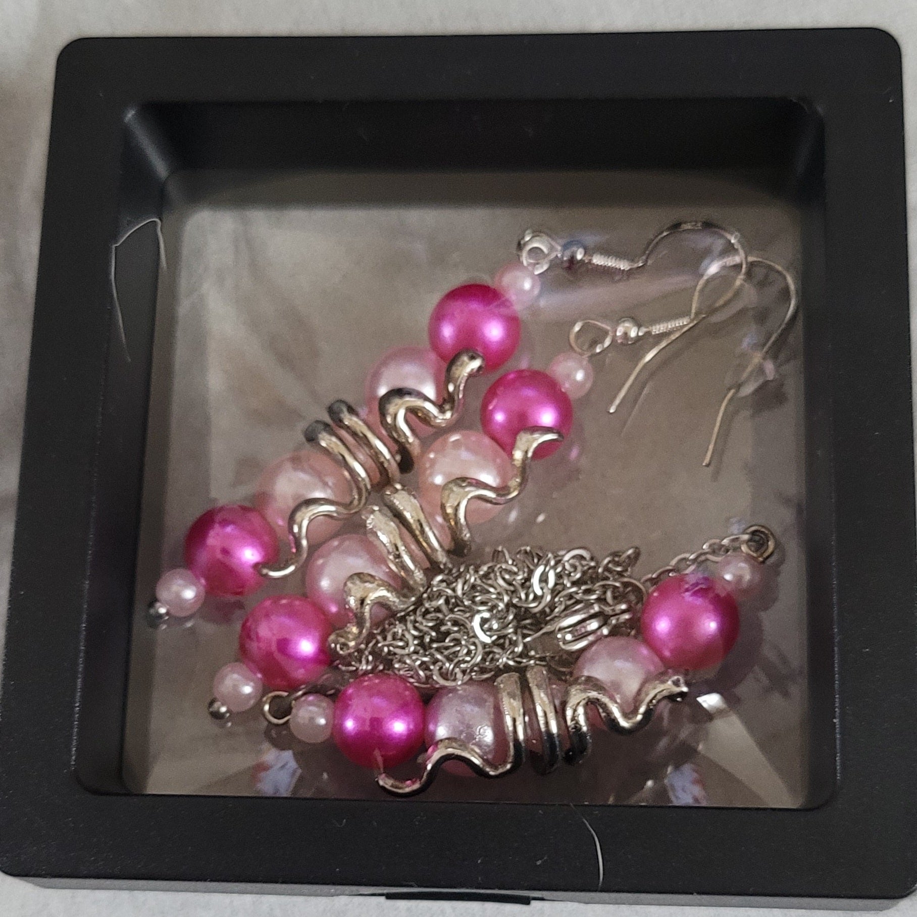 Parure Serpentine - Collier 55cm + Boucles 7cm Rose Fuschia (Réf: CS8)