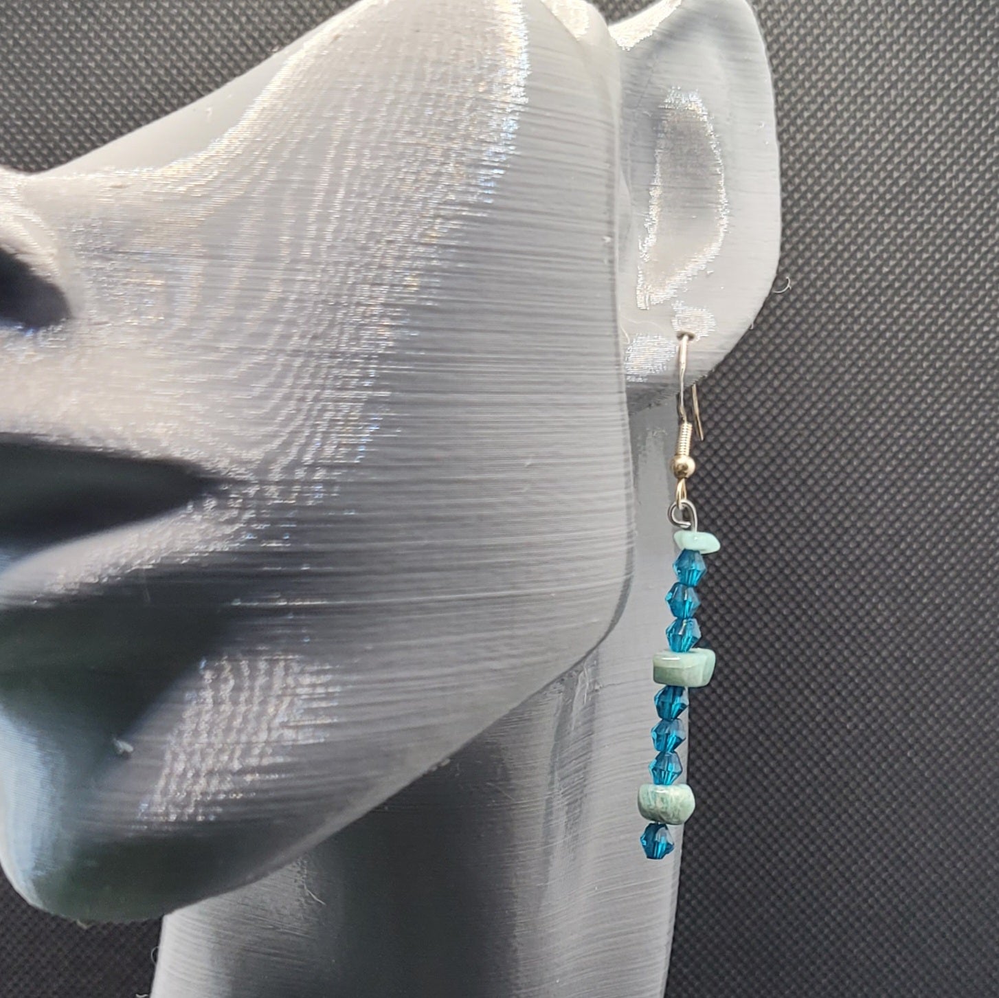 Boucles d'oreilles Aventurine Verte et Perles de Verre 6cm (Réf: AVN4)